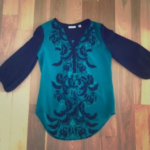 Black and Teal Blouse